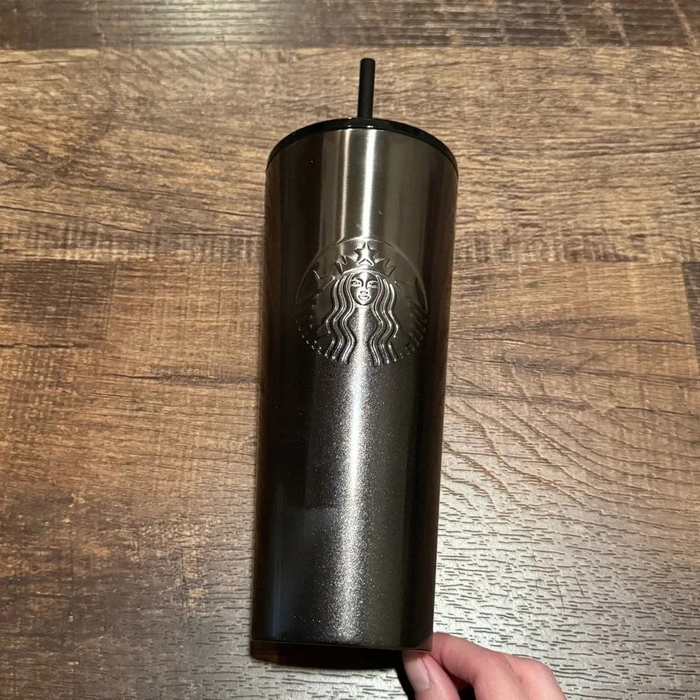 Starbucks Black Silver Metal Ombre Tumbler